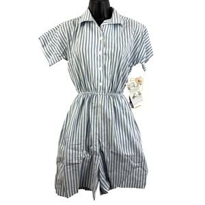 Vtg Playsuit Romper Blue White Stripe NWT‎ 4P The American Shirt Dress JCPenney